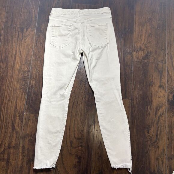 Mother Skinny Jeans Womens 28 The Looker Ankle Step Fray Cream Puffs Raw Hem - Picture 10 of 15